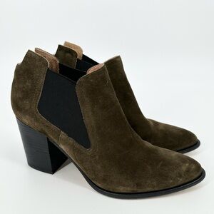 Sigerson Morrison Gamela Suede Chelsea Ankle Boots Olive Green
